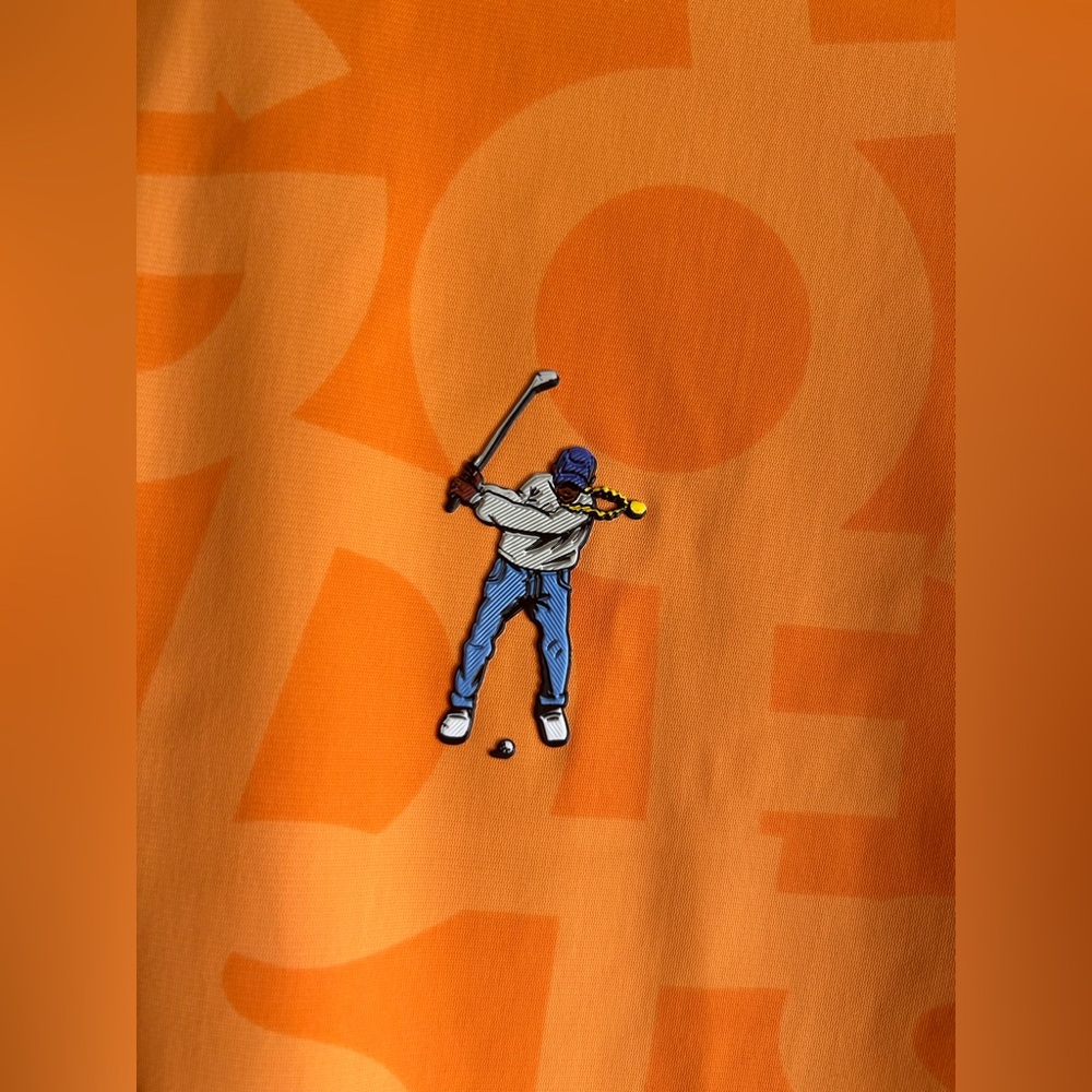 Eastside Golf Orange Shuffle Print Snap Placket Polo Size Small NWOT🍊 - Picture 5 of 8
